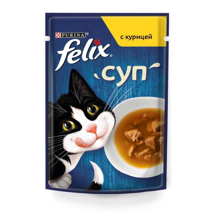 Корм консерв.д/кошек Felix суп», курица 48 г.