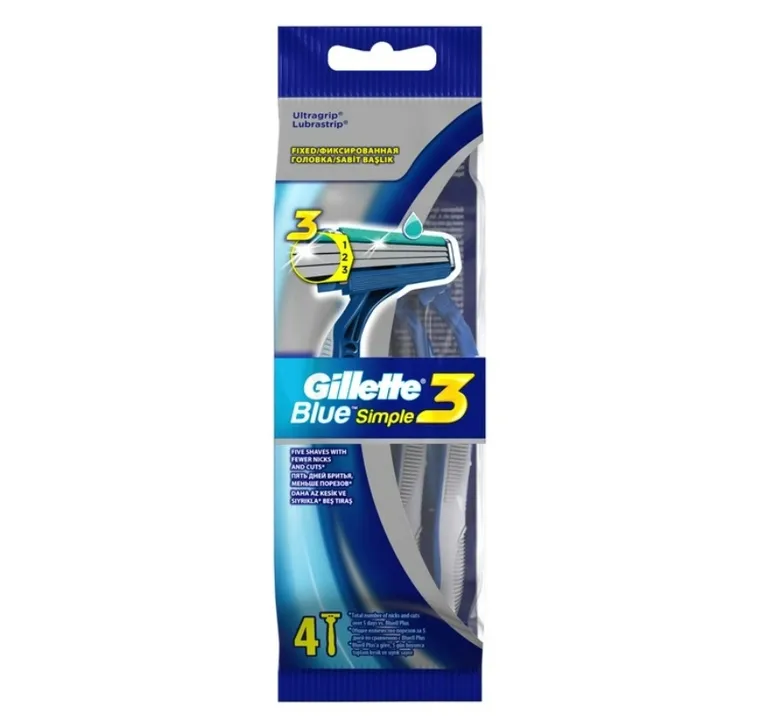 GILLETTE BLUE Simple3 Бритвы одноразовые 4шт