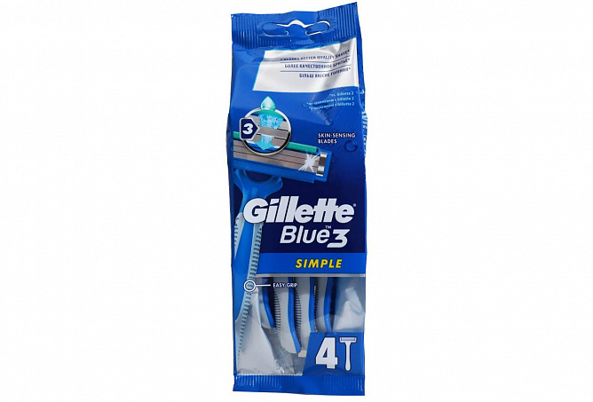 GILLETTE BLUE 3 Simple Sensitive Бритвы безопасные одноразовые 4шт
