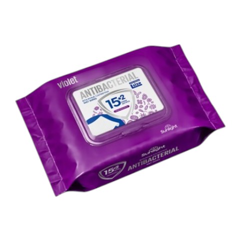 SUNLIGHT Влажные салфетки 17шт L Antibacterial Violet (кирпичик с клапаном)/40