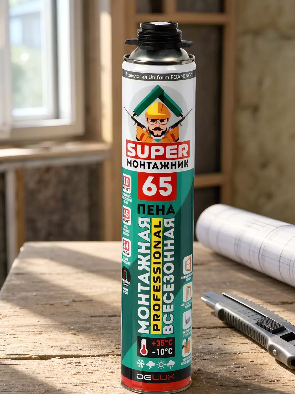 Пена монтажная SUPER МОНТАЖНИК 65 проф. всесезон. 1000/780гр (12)