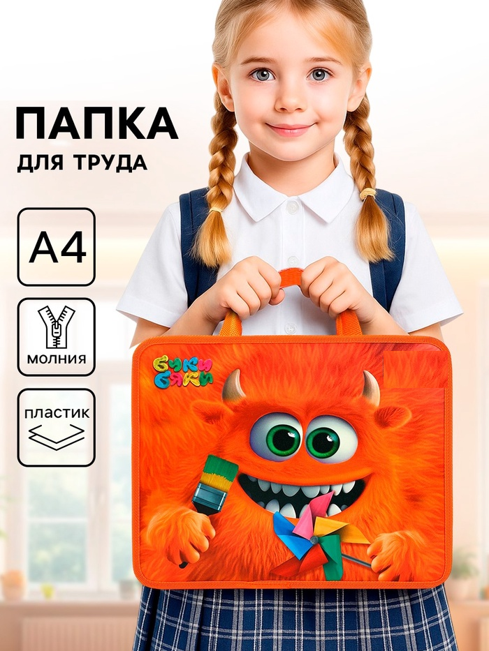 Папка с ручками пластик А4, 75мм 330*260 ПМ-А4-26 Буки Бяки 10869368