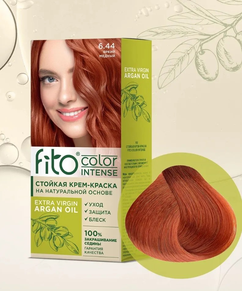 Крем-краска для волос Fito color intense тон 6.44 яркий медный 115мл 1/17 7142