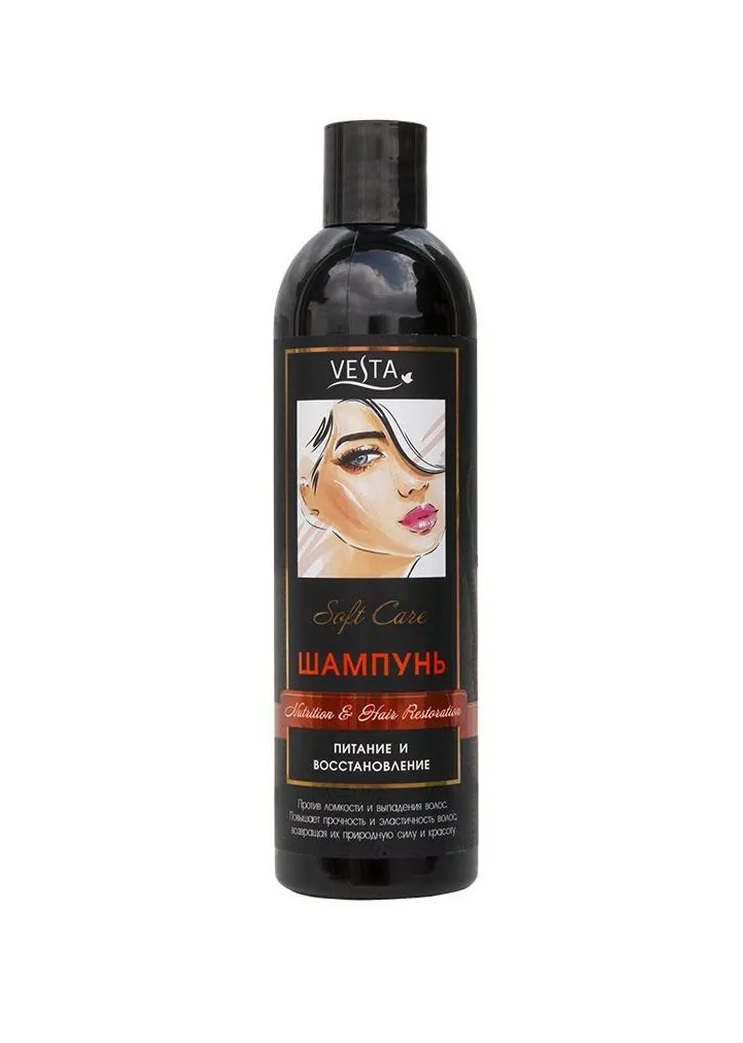 Шампунь Веста Soft Care 500мл Nutrition&hair restorator Питание и восстановление 1/18