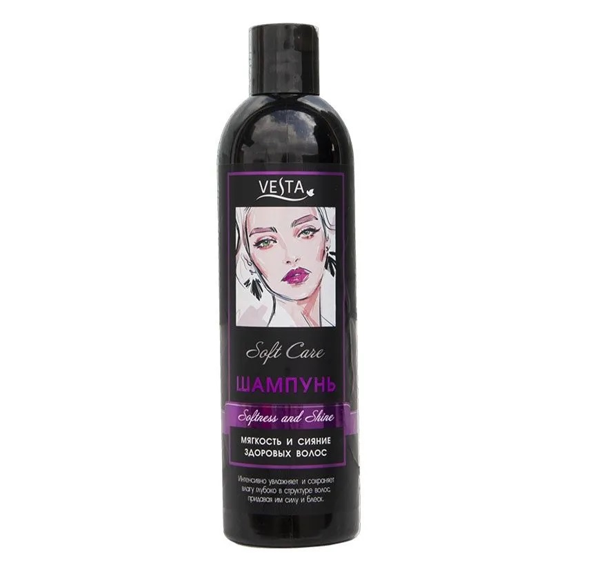 Шампунь Веста Soft Care 500мл Softness and shine Мягкость и сияние 1/18