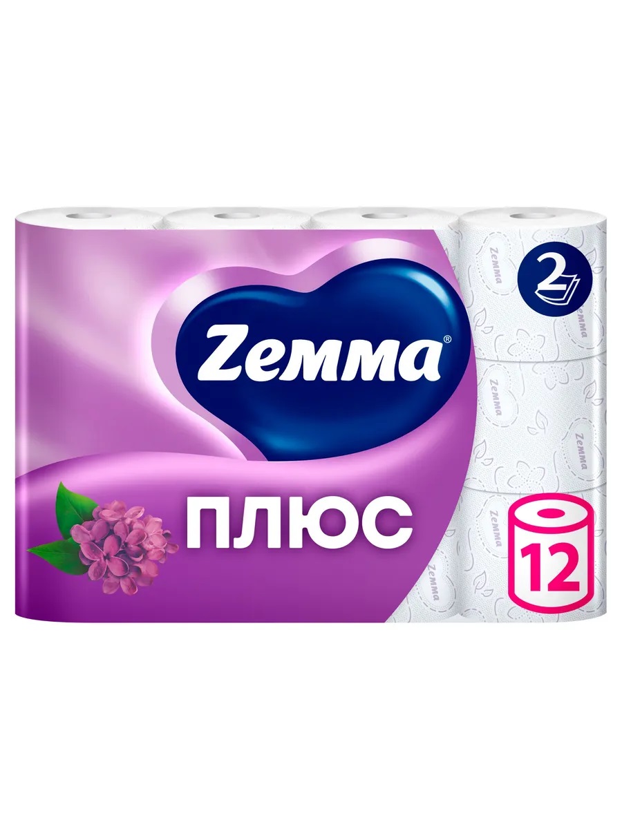 Туалетная бумага ZEMMA+ 2-х слойная 12шт Сирень 1/7