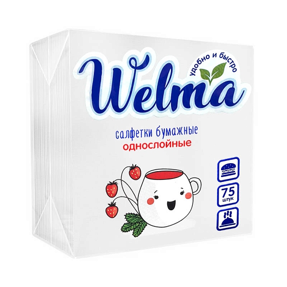 Бумажные салфетки 75л Welma белые 1/24