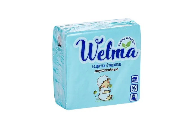 Бумажные салфетки двухслойные 50л. Welma пастельных тонов 1/32