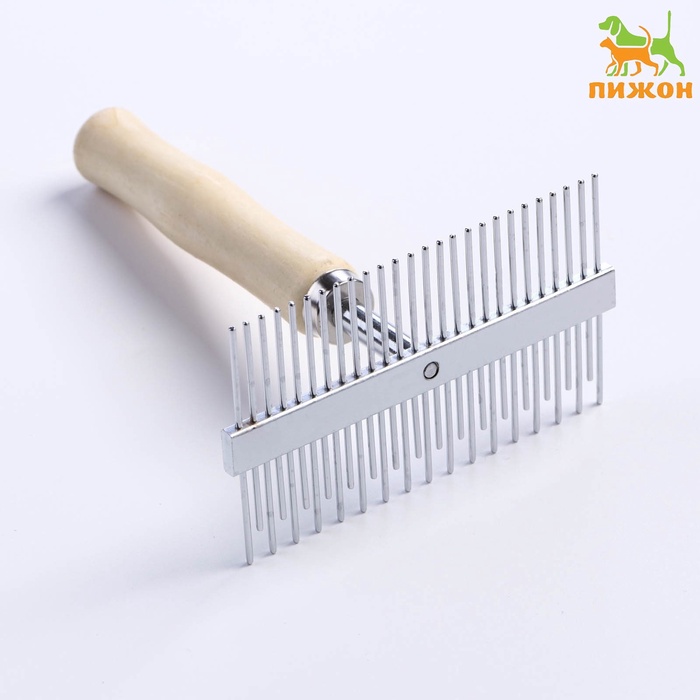 Расческа перепендикулярная Wood двухсторонняя, деревянная ручка   4985186