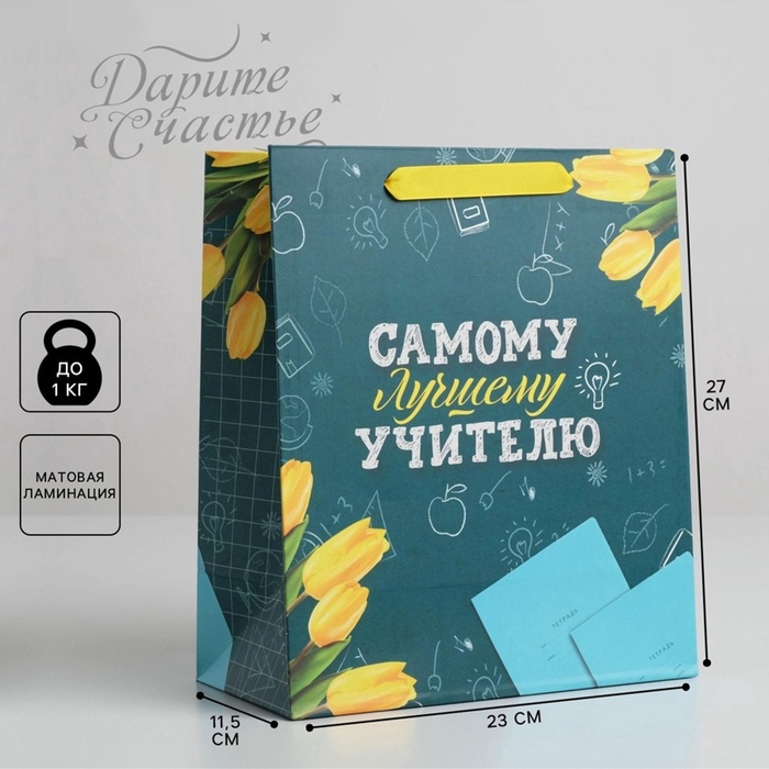 Пакет подарочный «Самому Лучшему Учителю», ML 27 × 23 × 11,5 см   5284123