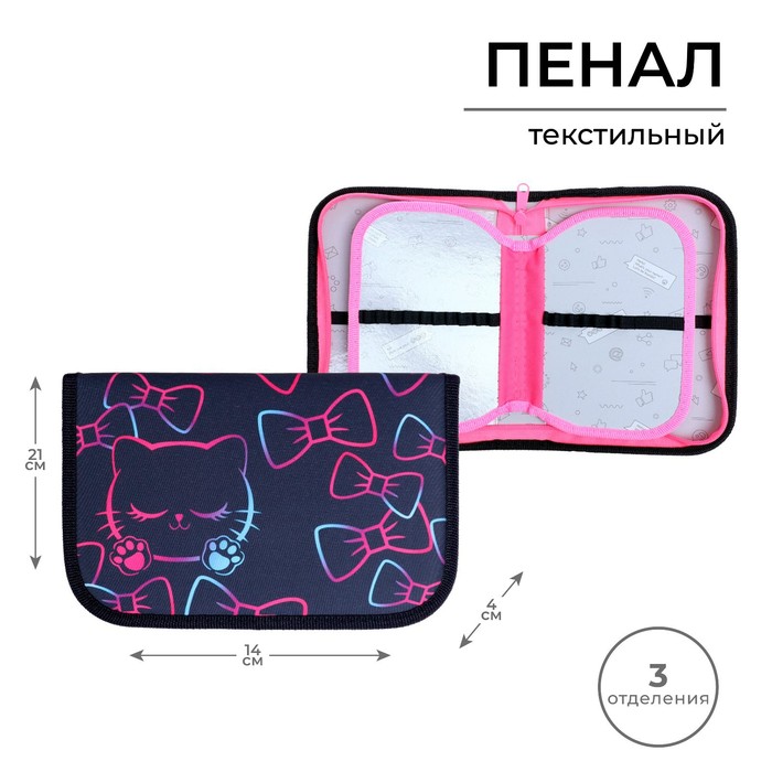 Пенал 3 секции 1 отделение 140*210 ткань П3с-21 Calligrata TOP Block дев "Кошечка" 9305871