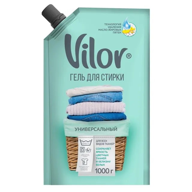 Ср-во д/стирки жидк. Vilor 1000мл Универсальное, дой-пак