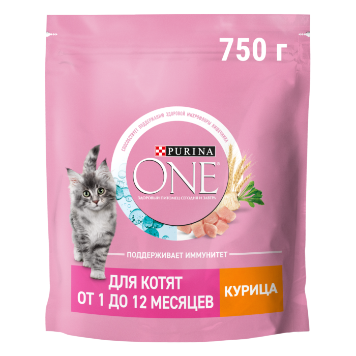 Корм сухой PURINA ONE д/котят 1-12 мес, курица, 750 г