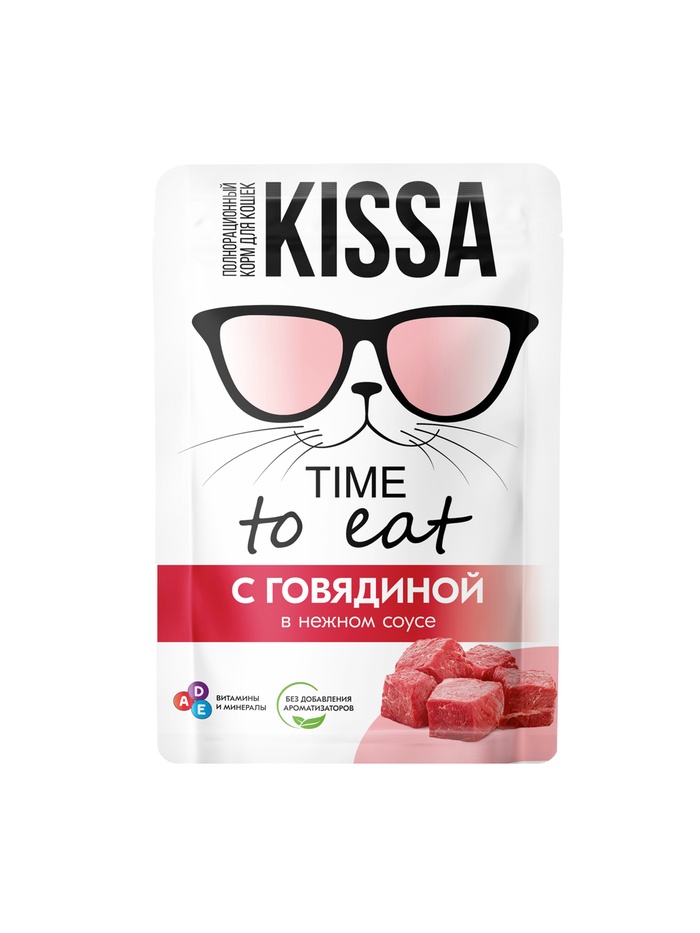Корм консервированный KISSA, говядина в соусе 75 г 10121324