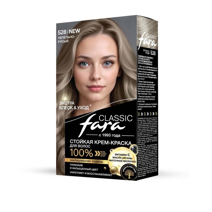 FARA Classic Крем-краска для волос 528 пепельно-русый