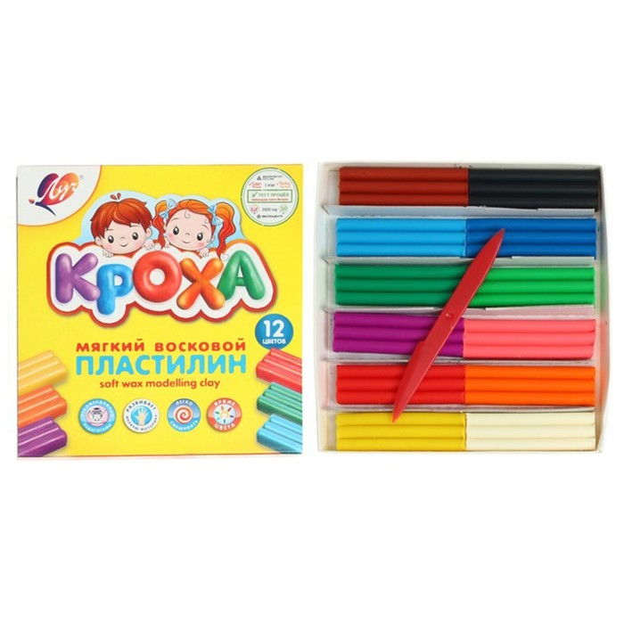 Пластилин мягкий (восковой) 12цв 180г "Кроха" 1026965