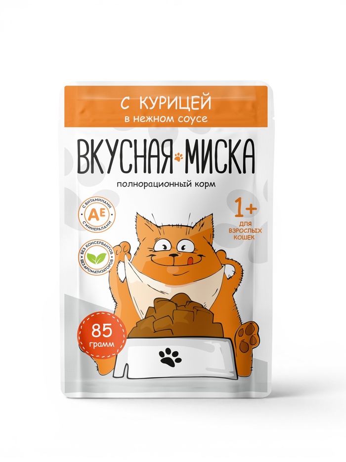 Корм консервир/ый Вкусная Миска, курица в соусе 85 г 10121338