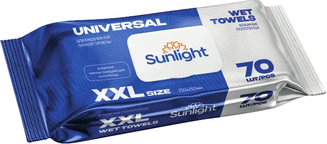 SUNLIGHT Влажные полотенца 70шт XXL Universal(с клапаном)/12