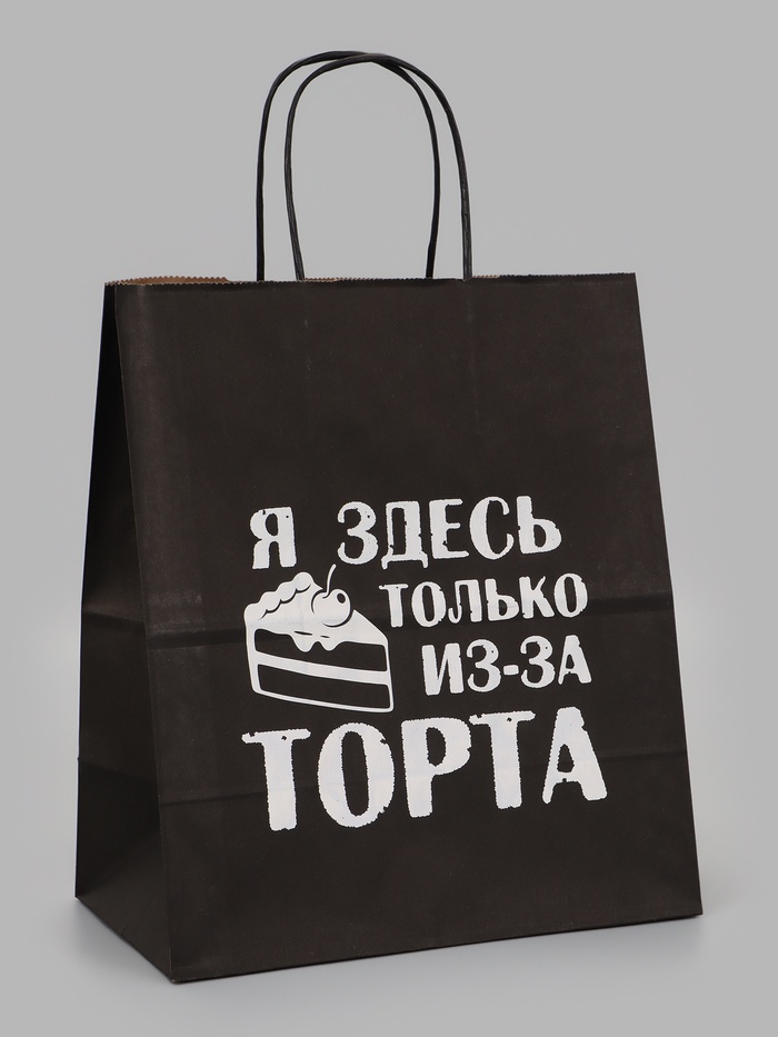 Пакет подарочный- я здесь только из-за торта 24 х 14 х 28 см 11068398