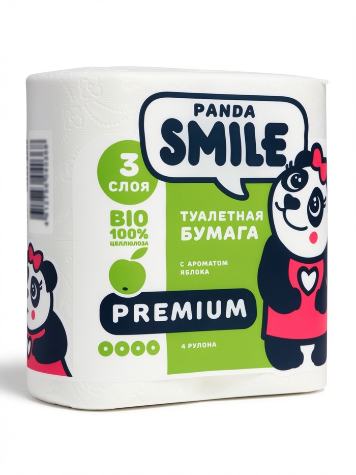 Бумага туалетная «SMILE » 3 слоя 4 рулона Яблоко 11073797