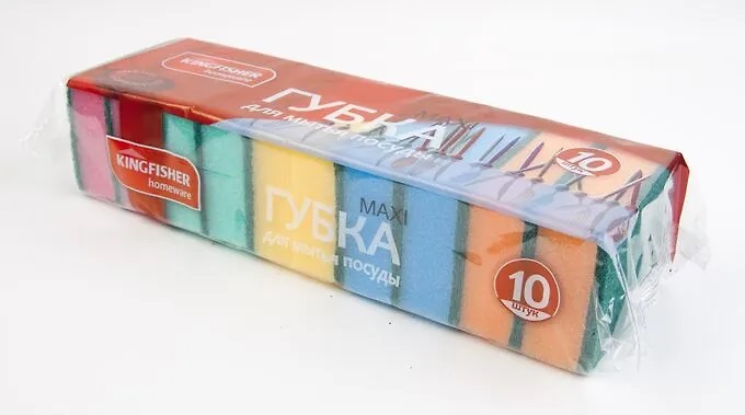 KINGFISHER Губка д/посуды классич MAXI упак 10 шт