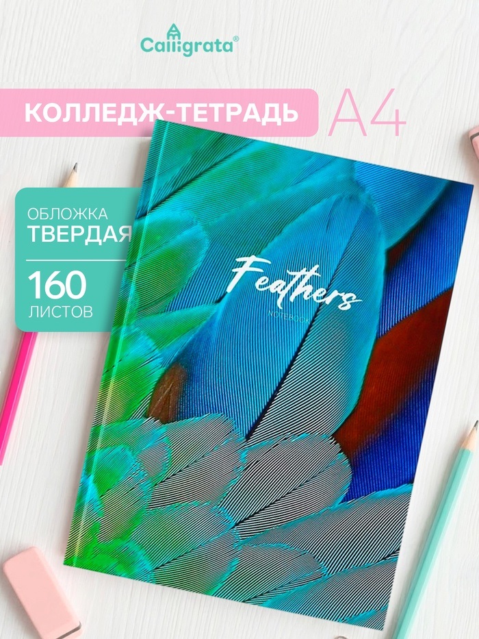 Колледж-тетрадь тв обл А4 160л кл Calligrata TOP, Перья, мат/лам, ВЫБ ЛАК 9618813