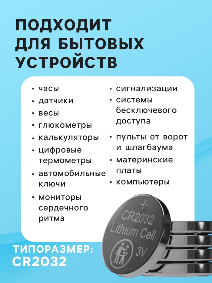Батарейка литиевая Luazon, CR2032, 1 шт   3005558