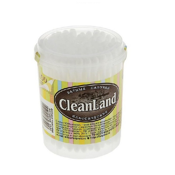CLEAN LAND 100шт ватные палочки банка 1/84 1033