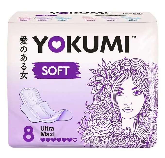 Прокладки женские гигиенические YOKUMI Soft Ultra Maxi, 8 шт.