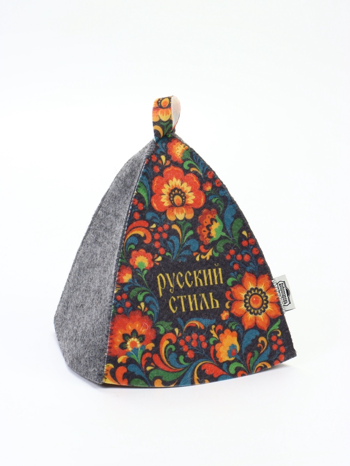 Шапка для бани "Русский стиль" (С надписью), темная 11072934