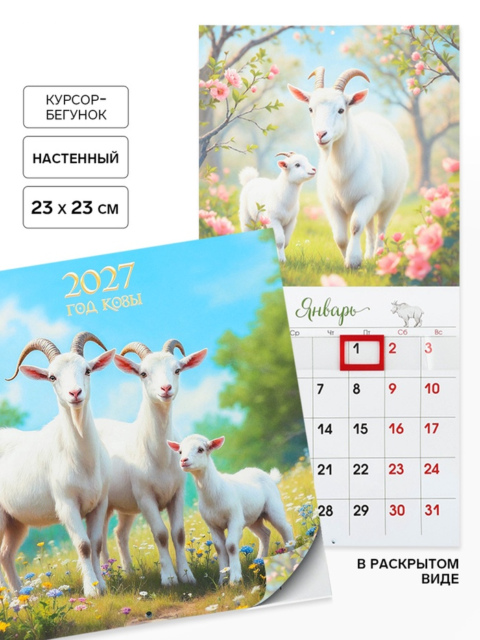 Календарь на скрепке "Семья козликов" 11049981