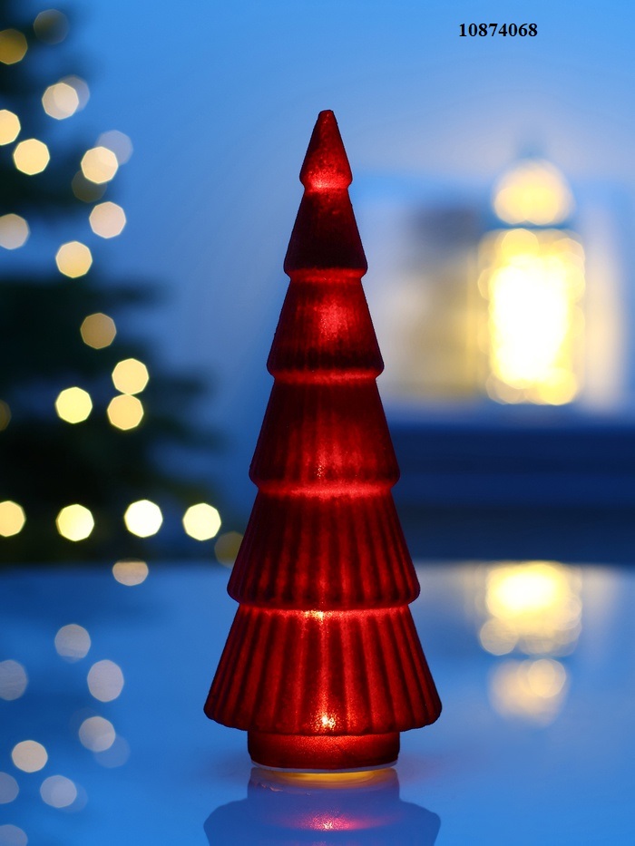 Фигура светодиодная "Елка красная бархатная", 5 LED, 23 см, от бат. 3xAG13, Т/БЕЛЫЙ   10874068